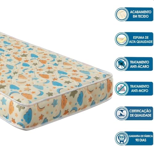 Colchão de Berço Infatil 130x60x8 Padrão Nacional Quarto Baby Plus