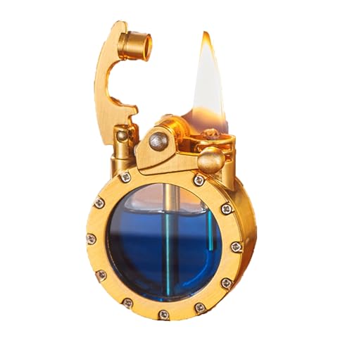 OLELY Encendedores de Queroseno Vintage Llama Suave Encendedor mechero con Tanque de Combustible Visible Transparente Reutilizable for colección Decorativo (Combustible no Incluido) (Color : G