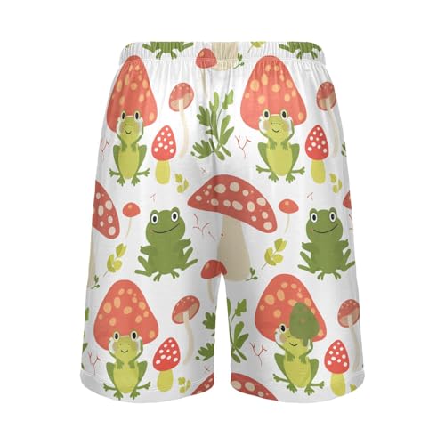Frog with Mushroom Pajama Bottom Shorts for Men Soft Casual Sleep Lounge Shorts with Pockets S-XXL2