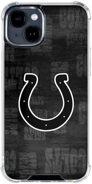 Skinit Clear Phone Case Compatible with iPhone 15 Plus - Officially Licensed NFL Indianapolis Colts Black & White Design