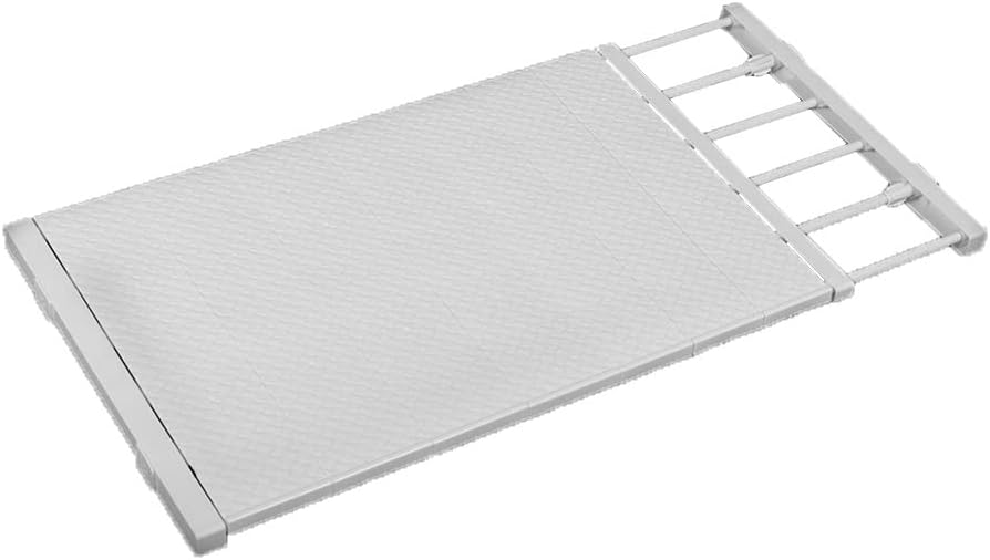 Extendable Closet Shelf Tension Rod Adjustable Clothes Hanger DIY Cabinet Storage Holder Wardrobe Organizer Dividers Shoe Rack 16.54'' Width for Bathroom Kitchen Bookshelf - White