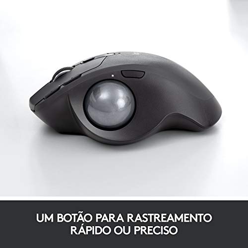 Mouse sem fio Logitech Trackball MX Ergo com Ajuste de Ângulo, Conexão USB Unifying ou Bluetooth com Easy-Switch para até 3 dispositivos e Bateria Recarregável glide