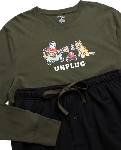 Life is Good Men's Sleep Sets - 2 Piece Cozy Long Sleeve Sleep Shirt and Soft Lounge Pants - Men's Pajama Set Gift Box (S-XL)3