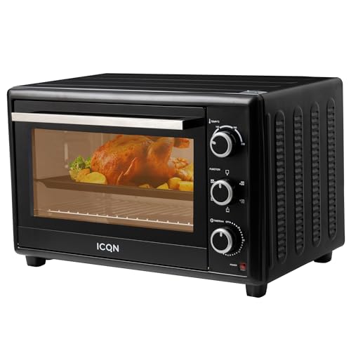 ICQN Mini Four Electrique 50L, Chaleur tournante, 40°- 230°C, 1400 W