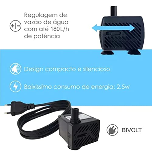 Motor Bomba Submersa Para Aquário Fontes Água Bivolt