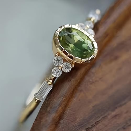 Golden Plated Copper with Vintage Oval Cubic Zirconia Statement Ring Personalized Accessory Ideal for Women’s Daily Casual Wear Party Holiday Anniversary Love Jewelry Gift