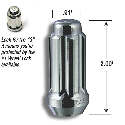 Gorilla Automotive 26641SD 14mm x 1.50 Thread Size Chrome Finish Small Diameter Duplex Wheel Lock, (Set of 4)