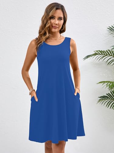 KORSIS Summer Dress for Women Casual T Shirt Tank Dresses Sleeveless Swing Flowy Ladies Beach Vacation Sundress with Pocket2