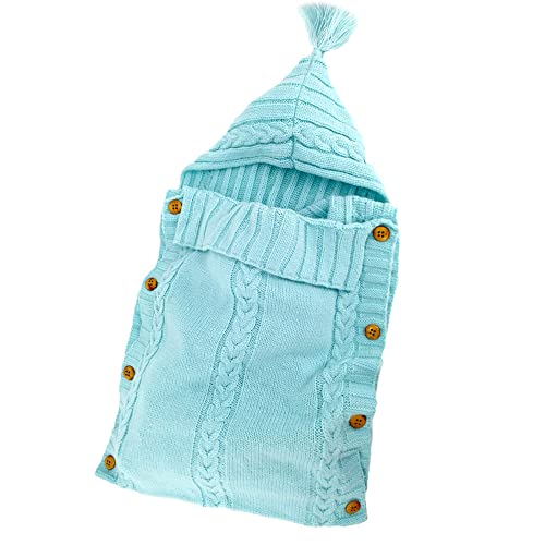 Image of XMWEALTHY Newborn Baby Wrap Swaddle Blanket Knit Wrap Blanket Bag Receiving Blankets Stroller Wrap for Baby Sky Blue 0-6 Month