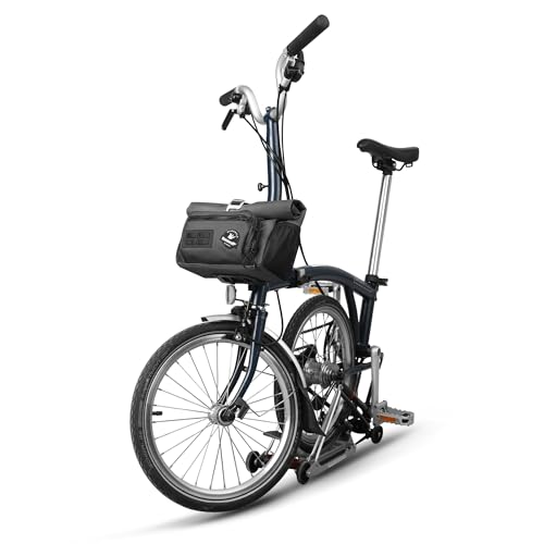 Rhinowalk Handlebar Bag for Brompton Folding Bike Waterproof 2-in-1 Shoulder Bag Quick-Release Mount, MOLLE System, 4L Roll-Top Front Bag (Black)