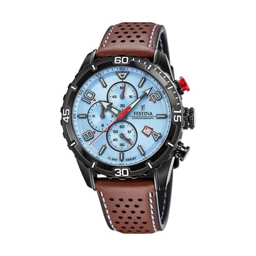 Festina Reloj Hombre F20519/1 Chrono Sport Caja de Acero Inoxidable 316l Negro Correa de Cuero Marrón
