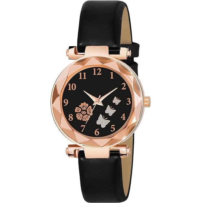 Darsh Analogue Flower Butterfly Print Dial Lathers Strap Girls and Womans Watches (Black) (B0CTZ92WTZ) Amazon Price History, Amazon Price Tracker