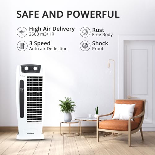 Image of Blueberry's 𝗧𝗼𝘄𝗲𝗿 𝗙𝗮𝗻 - High Speed with Powerful air throw, 25-Feet Air Delivery, Low Power Consumption, 4-way Air flow and anti-Rust body, Tower fan for home and office -Royal White