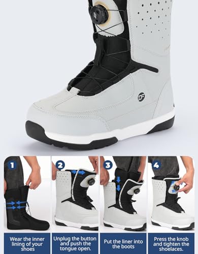 DEERFAMY Snowboard Boots Step on for Men Women, Black/Gray - Thumbnail 7
