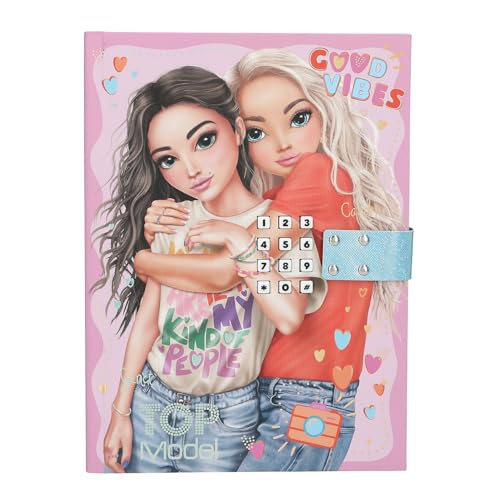 Depesche TOPModel 13231 - Diario con código de números y sonido, libro en rosa y azul, con diseño de modelo y 80 páginas a rayas y coloridas ilustradas