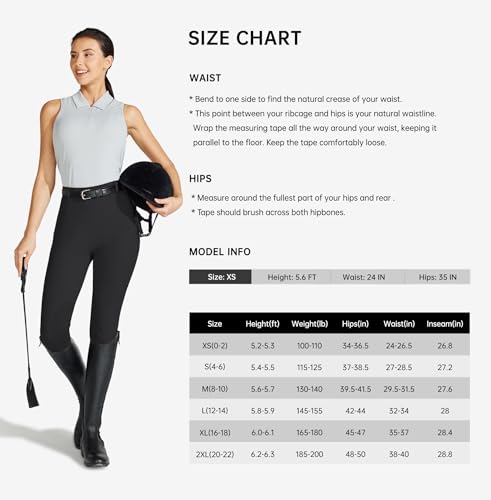 Willit WILLITAOB0150808320WA Women'S Horse Riding Pants Knee-Patch Equestrian Breeches Horseback Schooling Tights Zipper Pockets Black M thumb #5
