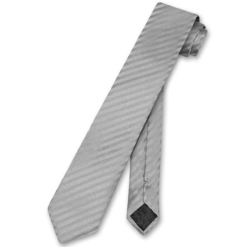 Vesuvio Napoli NeckTie SILVER GREY Vertical Stripes SKINNY 2.5