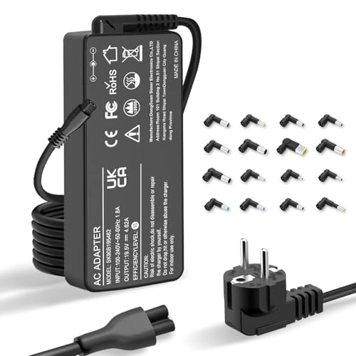 ZJWDATG 90W Universel Chargeur Compatible avec HP Acer ASUS Dell Lenovo Toshiba Sony Fujitsu Gateway Chromebook câble d'alimentation avec 16 Conseils