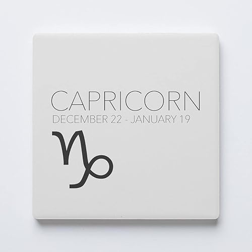 Capricorn Zodiac, Joyride Home Decor - Posavasos de cerámica individual, cuadrado individual de 4 pulgadas, parte trasera de corcho antideslizante,