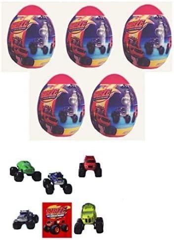 5 New Blaze and Monster Machines Eggs with Character. Comes with A Figure Truck PER Egg