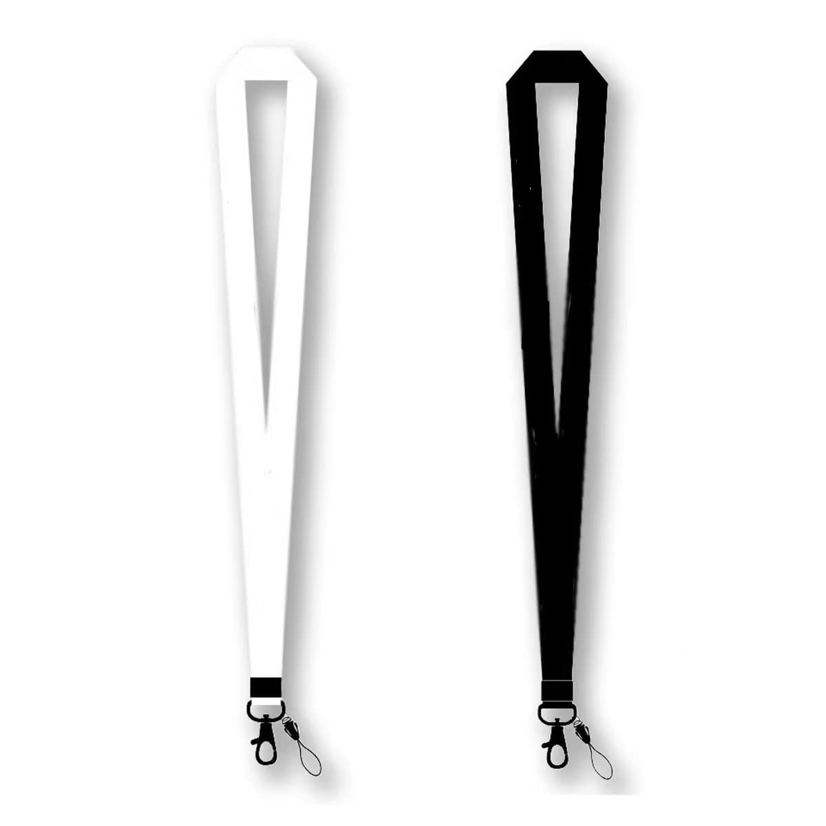 Phone Lanyard, 2 Pcs Neck Lanyards for Keys, Whistle, Cell Phone,Wallet, ID Holder, Badge Teacher Lanyards with Quick Release Buckle, Fashion Sports White Black Lanyards for Kids, Women