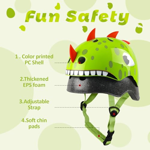 Image of Toddler Kids Bike Helmet, Adjustable and Multi-Sport, 3 Sizes for Ages 1-2-3-5-8-14 Years Child Infant Boys Girls
