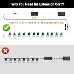 13ft Cordon d'extension de chaînes d'extérieur intelligentes,4m Câble d'alimentation 3-Pin Plug, Compatible uniquement avec les lumières Go-ve H7039, H7038, H7037