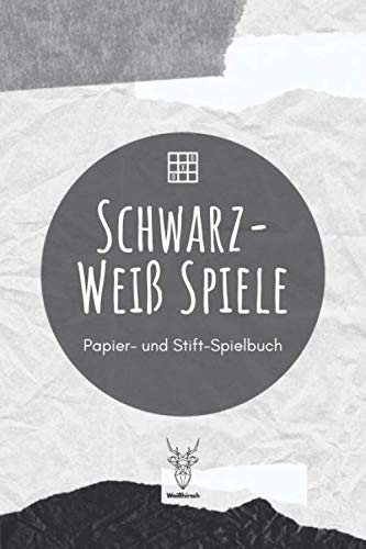Schwarz-Weiß Spiele - Papier- und Stift-Spielbuch: A5 Papierspielbuch | Tic-Tac-Toe | Galgenmännchen | Käsekästchen | Gesellschaftsspiel | Stiftspiel ... Kinder, Enkelkinder, Männer und Frauen
