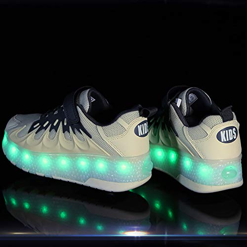 Kids USB Charging Led Light Up Shoes Breathable Mesh Double Wheels Roller Skate Shoes Sneakers for Boys Girls3