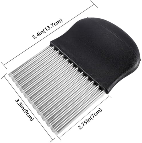 Image of Stainless Steel Wavy Blade Crinkle Cutter Knife - Vegetable & Potato Chip Slicer with Durable Nylon Handle - French Fry Cutter, Fruit, Salad, and Garnish Making Tool for Kitchen (Nylon Black)