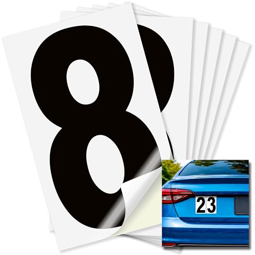 iSYFIX Black Vinyl Number 8 Stickers, White Background, 5 Inch, 6 Pack