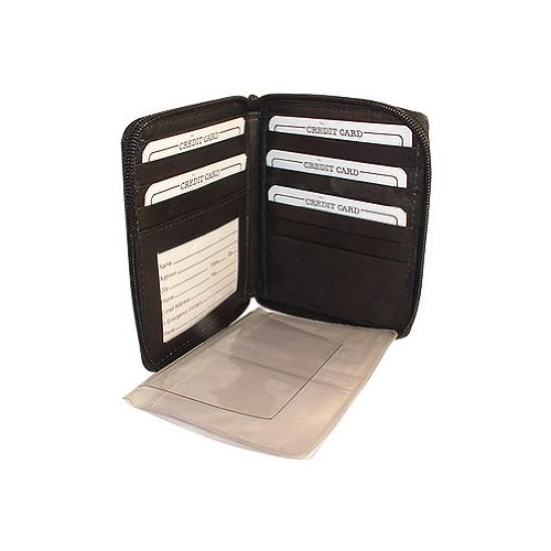 Mens Zipper Hipster Credit Card Holder Black Wallet
