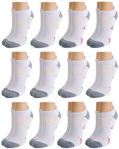 Avia Womens No Show Socks - 12 Pack Soft Stretch Moisture Wicking Athletic Low Cut Socks for Women (Size 4-9, Extended: 9-12), Size 4-9, All White