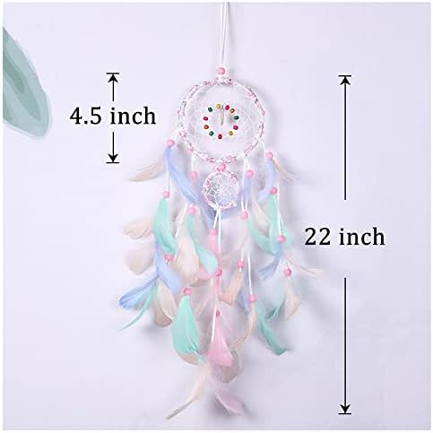 FuninCrea Dream Catcher, Half Circle Moon Dream Catchers with Feathers Handmade Fairy Dreamcatcher Indian Style Hanging Wall Decor for Living Room, Bedroom, Dormitory (Colorful)
