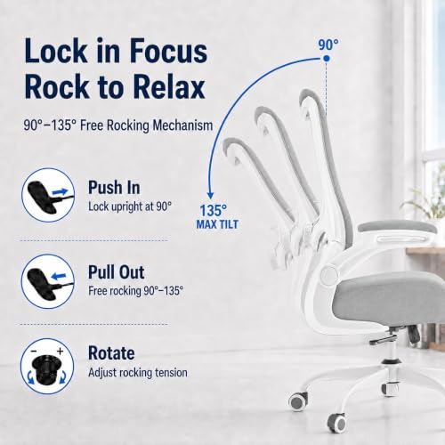 Image of Ergonomic Office Chair for Long Hours, Adjustable Padded Lumbar Support for Lower Back Relief, 330 lb Capacity, Comfortable Computer Desk Chair for Home Office, Work & Study