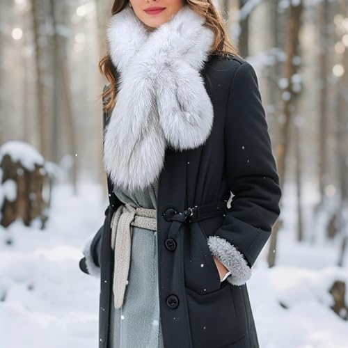 LVCOMEFF Natural Fox Fur Scarf for Women The True Color of Fox Fur Furry Wrap Warm Winter Chic2