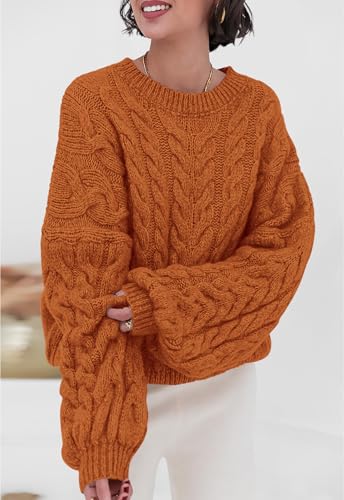 PRETTYGARDEN Womens Sweaters Fall 2025 Cable Knit Long Sleeve Crewneck Oversized Sweater Chunky Pullover Loose Outfits3
