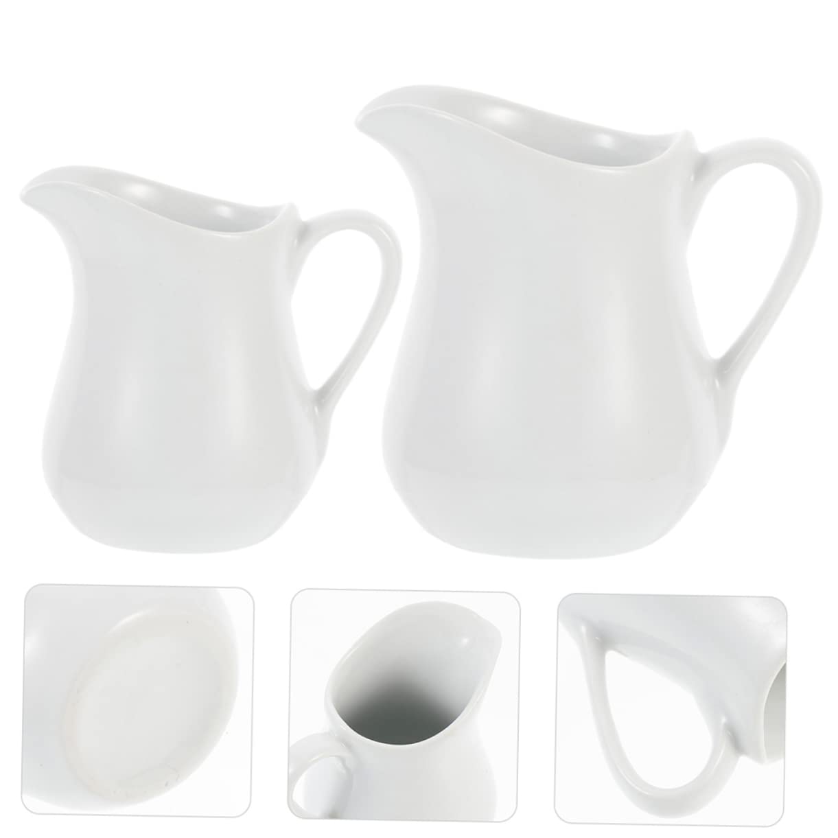 2 Stück Keramik Milchkännchen in Weiß, 100ml und 250ml