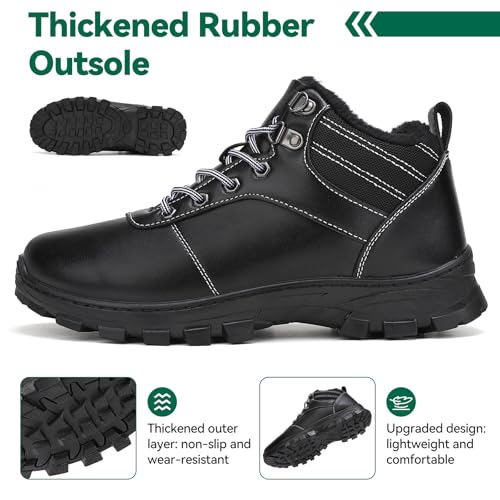 ricema Winterstiefel Herren Damen – Warm Gefüttert Winterschuhe Schneestiefel Leicht Rutschfest Outdoor Wanderschuhe, Trekking Stiefel für Schnee & Alltag, Schwarz 43 EU