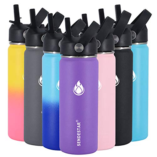 Sendestar Stainless Steel Water Bottle - Double Wall Vacuum Insulated Leak Proof, Keeps