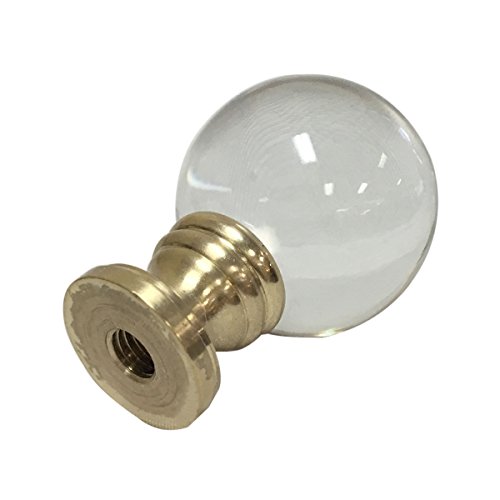 Royal Designs Clear Crystal Ball 1.6" Lamp Finial For Lamp Shade, Polished Brass Base - Set Of 2 #TOP2