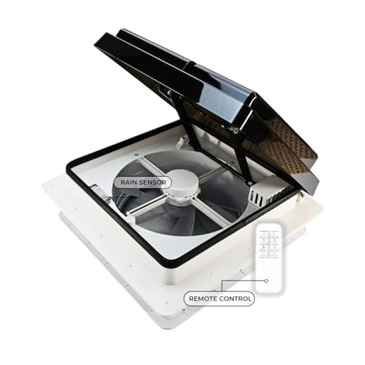 Airtaxi 14" RV Roof Vent Fan - Powerful, Intelligent, Low Noise | Remote Control, Rain Sensor, Garnish Trim Included | 12V Reversible airflow roof vent with fan for RVs, Campers and Trailers.