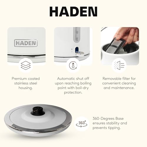 Haden Heritage 1.7 Liter Stainless Steel Electric Kettle, Hot Water Kettle - Image 3