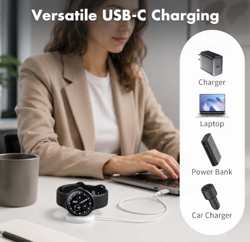 Magnetic Charger Dock for Google Pixel Watch 4, 3.3Ft Type-C Horizontal Side Charging Cable, Portable Replacement Charging Stand Cord Compatible with Pixel Watch 4 41mm/45mm, White — view 6