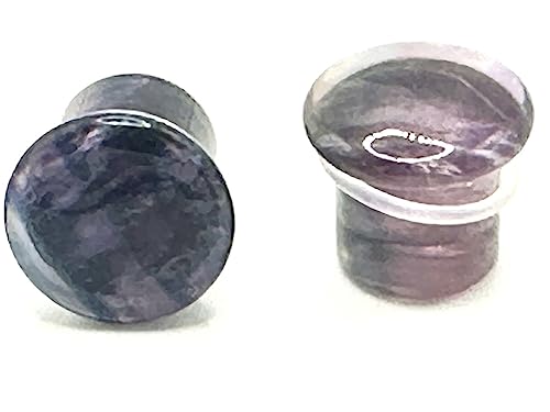 Bouchons d'oreille en fluorite arc-en-ciel, pierre naturelle évasée de style bohème chic