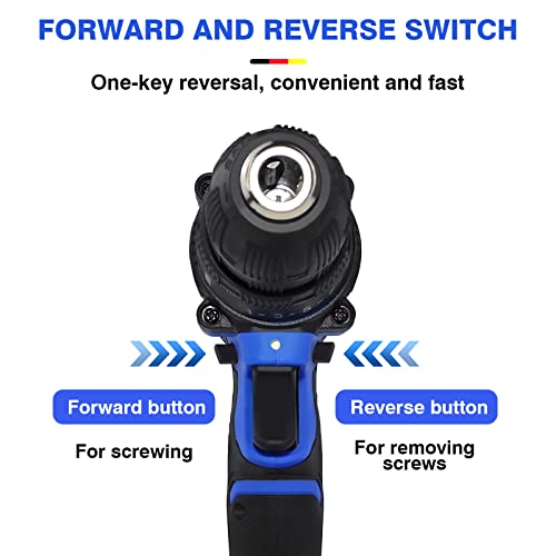 21-Volt Bohrer 2-Speed elektrische Akku Bohrer/Treiber Schraubendreher Bits Set, 3/8-Zoll Keyless Chuck, 25+1 Drehmomenteinstellung, 2-Geschwindigkeit, 26pcs Bohrer, 1500mAh Batterie, LED-Licht – Bild 4