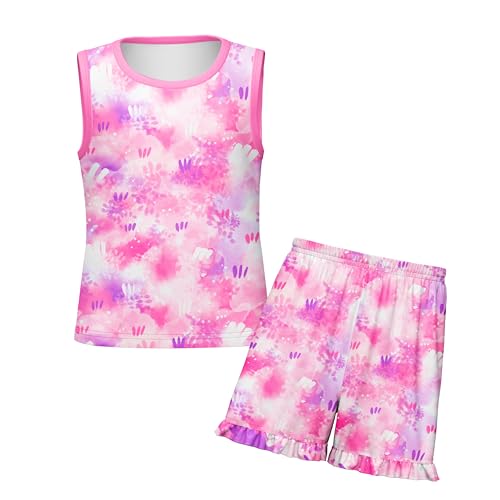 Image of LQSZ Girls Summer Clothing Sets Tank Tops and Ruffle Shorts Cute 2 Piece Outfits for Toddler Girls