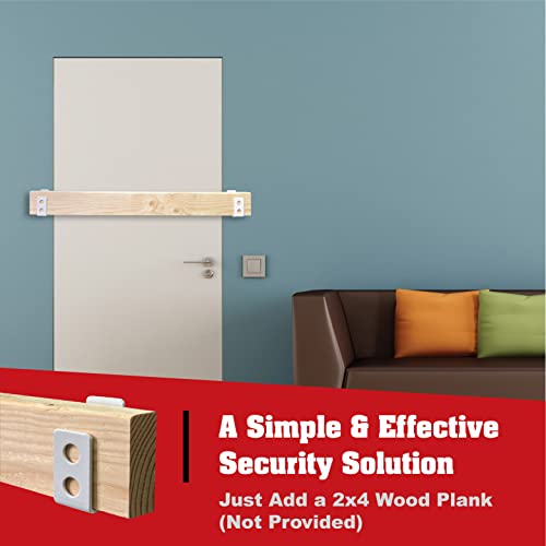 SecurityMan Door Barricade Brackets (White) & Personal Alarm Keychain (Black) – Heavy Duty 2x4 Door Security Brackets + 130dB Self-Defense Siren with SOS Light – Home & Personal Safety Kit