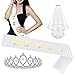 Lot de 4 autocollants pour mariée, enterrement de vie de jeune fille, Bride to be Satin Sash, couronne et voile d'église, autocollants pour tatouage, parfait pour un enterrement de vie de jeune fille