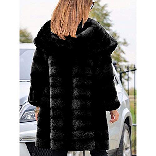 Women's Faux Fur Fleece Coat Plus Size Parka Coats Shaggy Oversized Coat Jacket For Warm Winter, Black, X-Large #TOP3